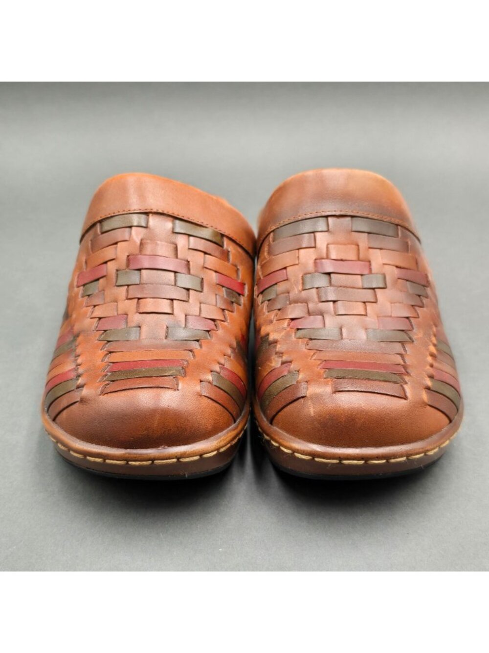 Born Yucatan Woven Leather Clogs Size 7 Brown Multi Color Slip On Mules - Picture 3 of 11
